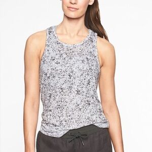 Athleta Breezy Printed Modal Blend Cutout Tank Size S Tern Grey
